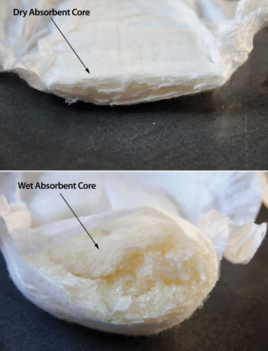 Absorbent layers of disposable diapers show why not to flush them down the toilet